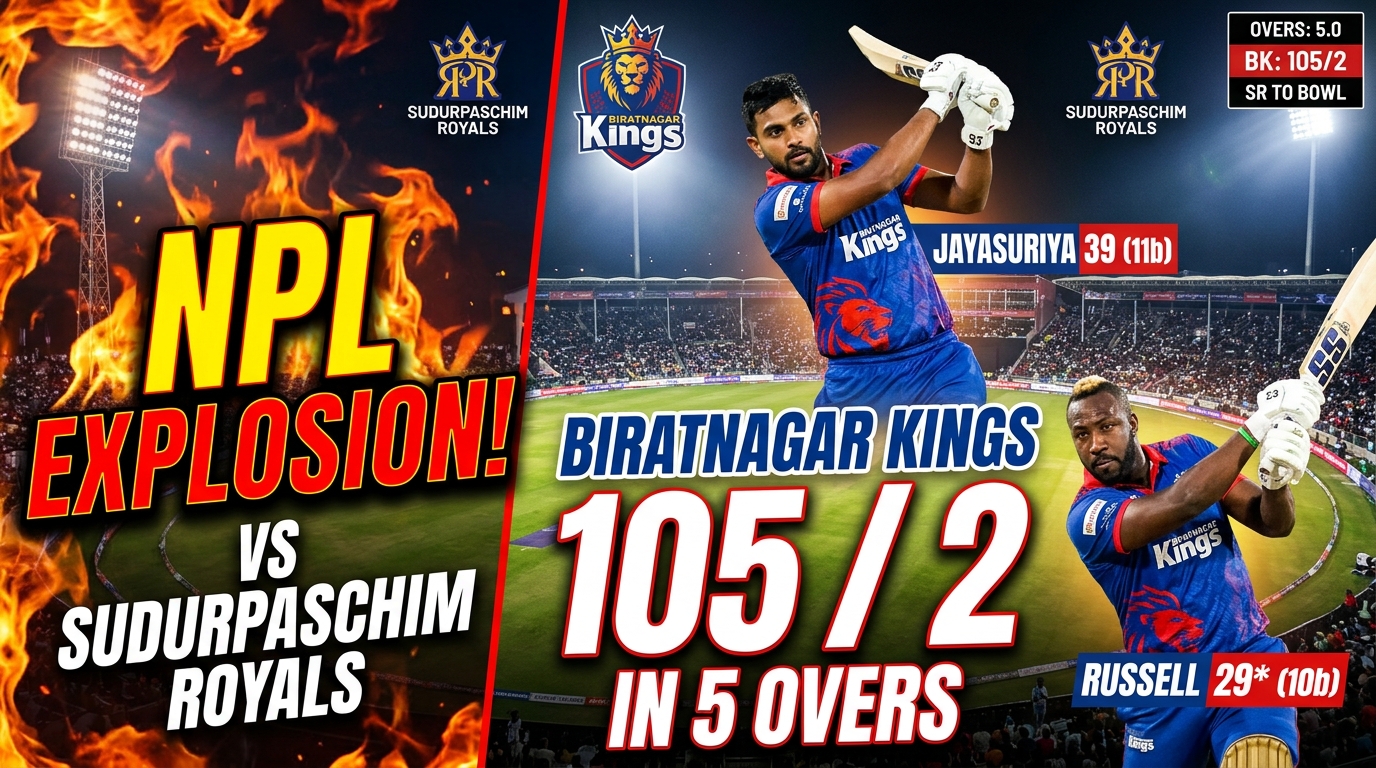 Biratnagar Kings Race to 105/2 in 5 Overs Against Sudurpaschim Royals